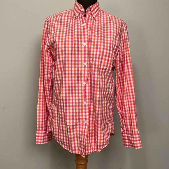 J. Crew Men's Orange Plaid Long Sleeve Button Up shirt Size Extra Small - Picture 1 of 8